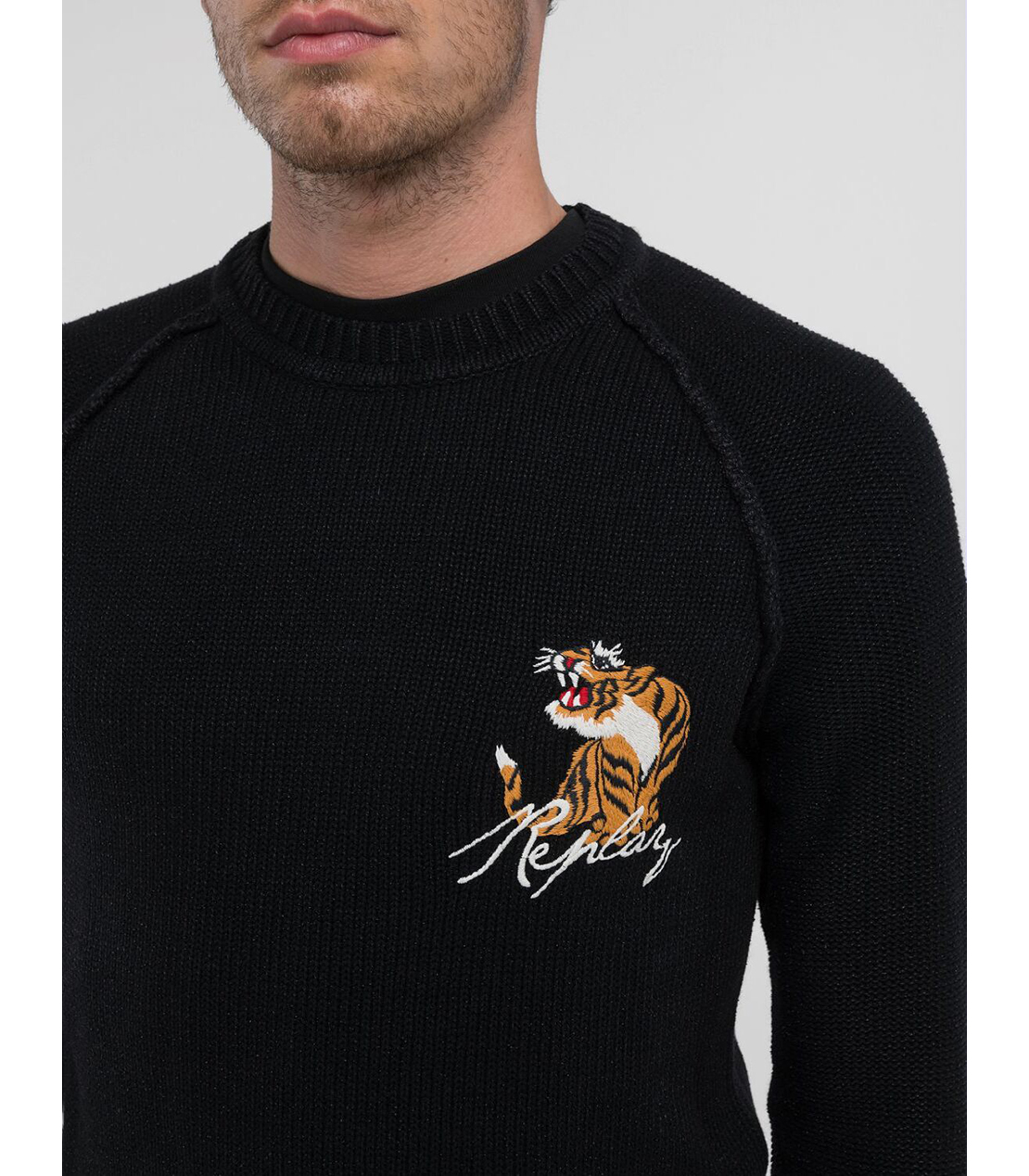 タイガーシリーズ ガーメントダイコットンウォッシュセーター 詳細画像 ブラック 4